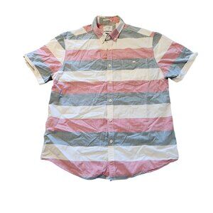 Ricky Singh Cactus Man Shirt Short Sleeve Slim Fit Striped Mens Large EUC